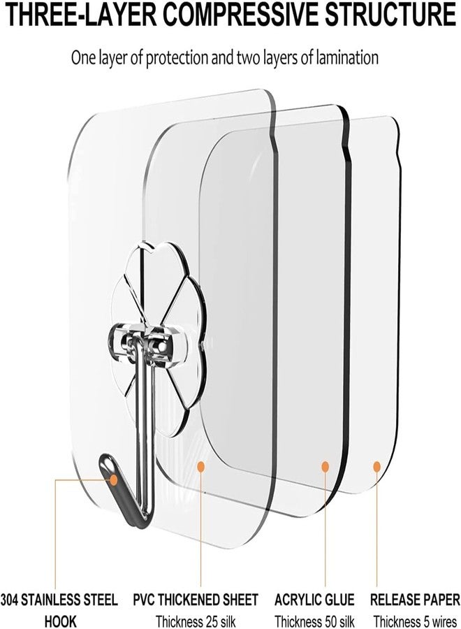 Storio Strong Wall Hooks - Set of 10 Adhesive Hooks for Wall Hanging Without Drilling - Wall Hangers for Clothes, Clips, Stickers, and Photo Frames - Image 4